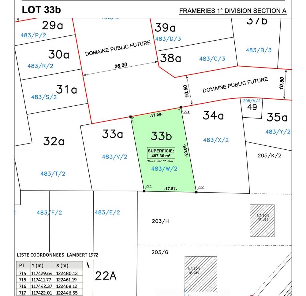 Terrain à vendre à Frameries 7080 65000.00€ chambres m² - annonce 447173