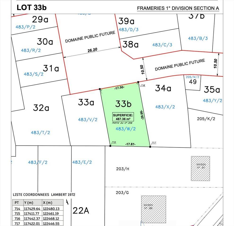 Terrain à vendre à Frameries 7080 65000.00€ chambres m² - annonce 447173