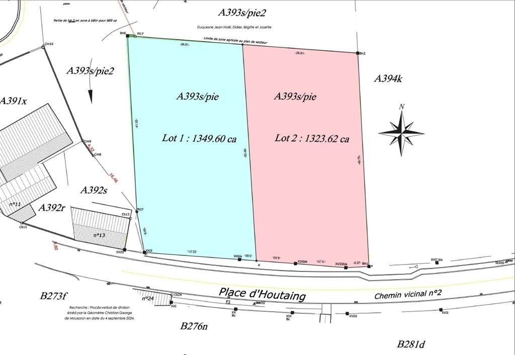 Terrain à vendre à Houtaing 7812 115000.00€ chambres m² - annonce 431777