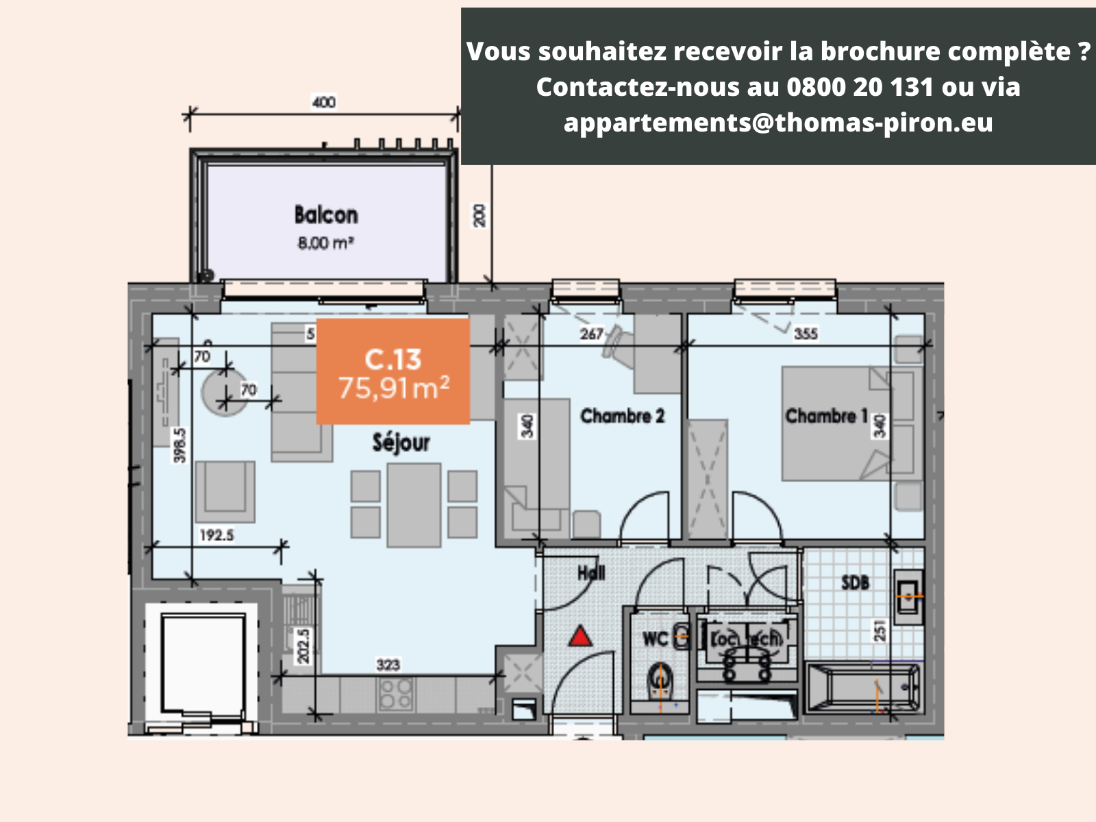 Appartement à vendre à Mons 7000 229000.00€ 2 chambres 76.00m² - annonce 555690