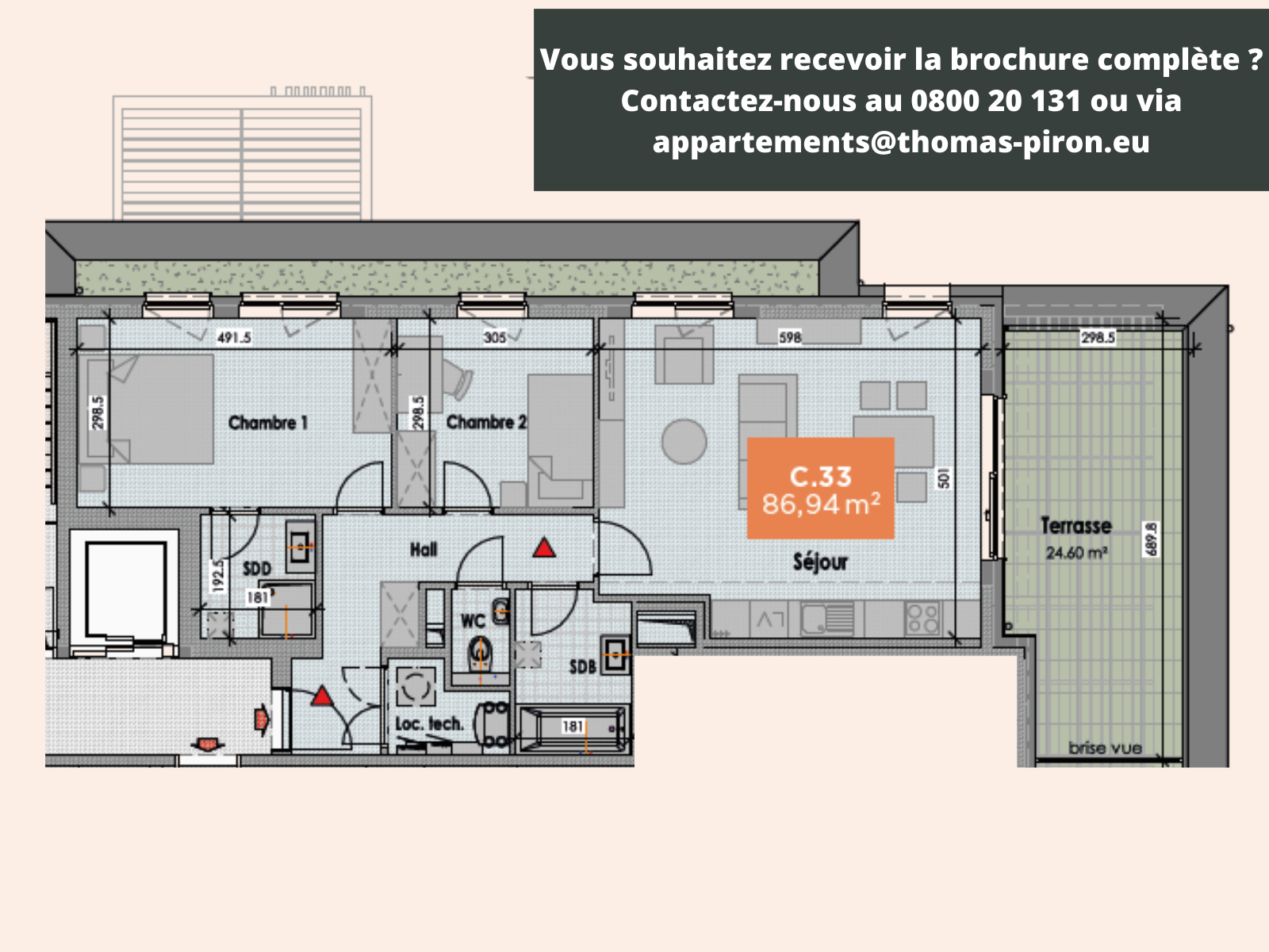 Appartement à vendre à Mons 7000 290000.00€ 2 chambres 87.00m² - annonce 555696