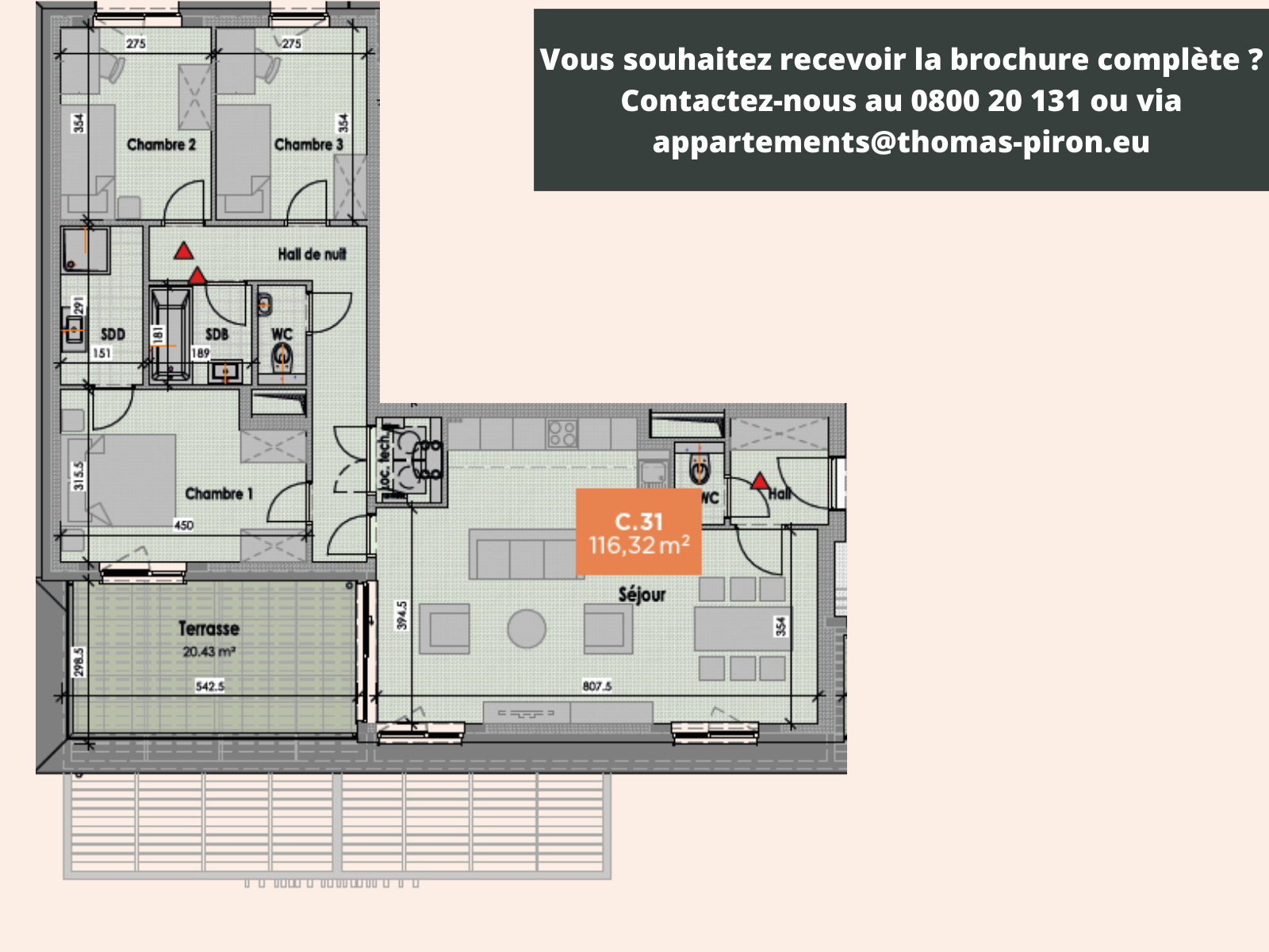 Appartement à vendre à Mons 7000 365000.00€ 3 chambres 116.00m² - annonce 555713