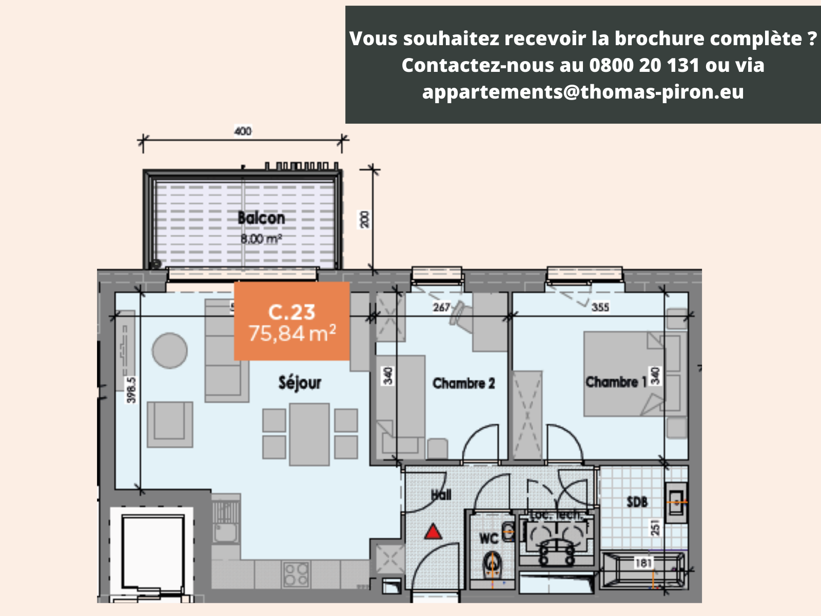 Appartement à vendre à Mons 7000 239000.00€ 2 chambres 76.00m² - annonce 555711