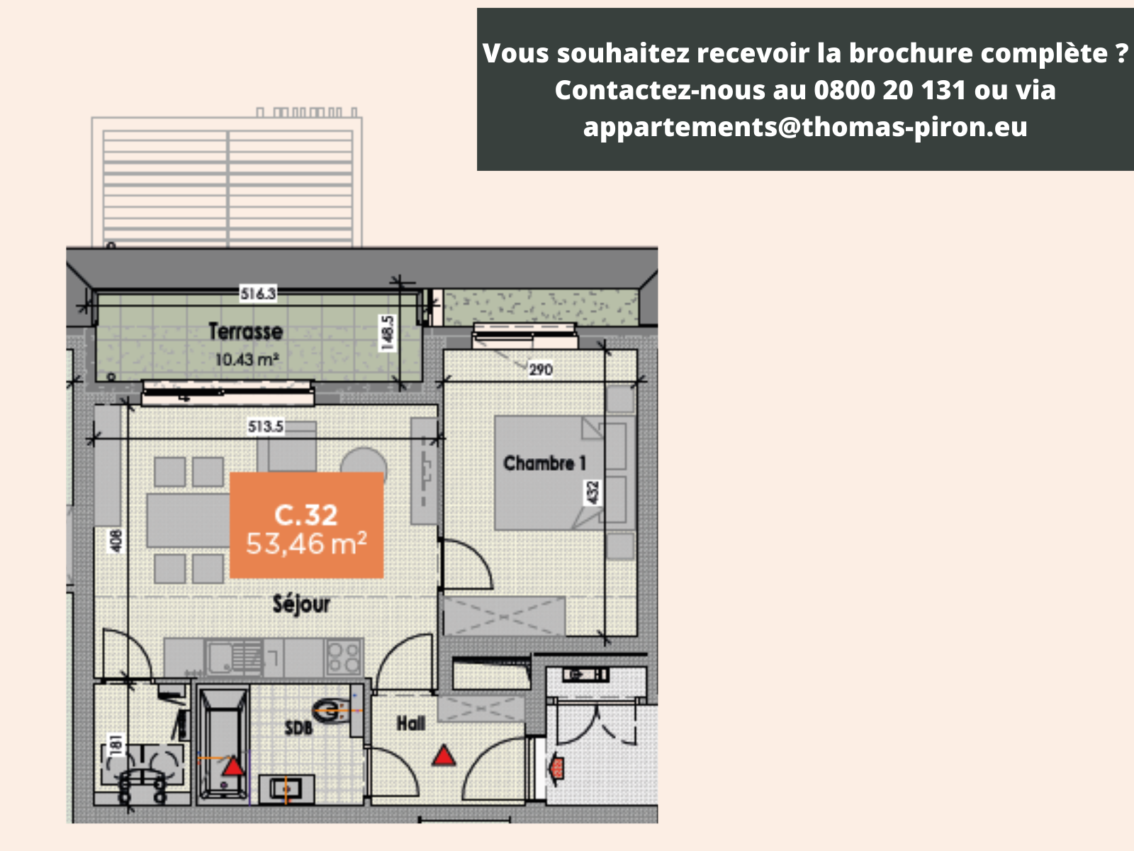Appartement à vendre à Mons 7000 175000.00€ 1 chambres 53.00m² - annonce 555689