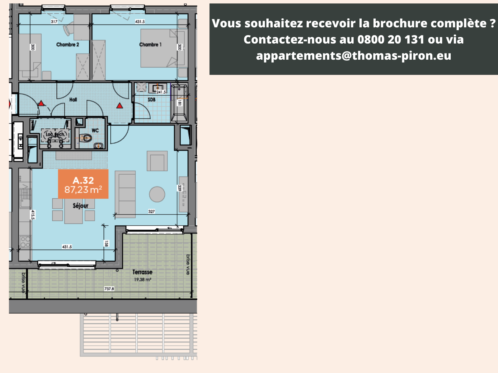 Appartement à vendre à Mons 7000 295000.00€ 2 chambres 87.00m² - annonce 555699