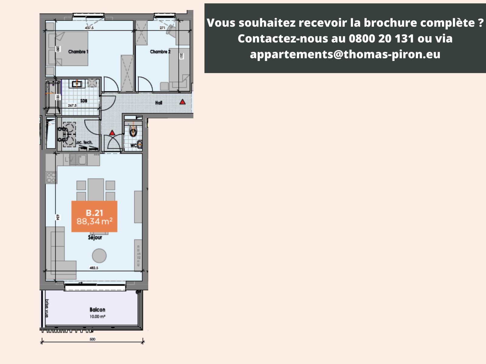 Appartement à vendre à Mons 7000 260000.00€ 2 chambres 88.00m² - annonce 555720