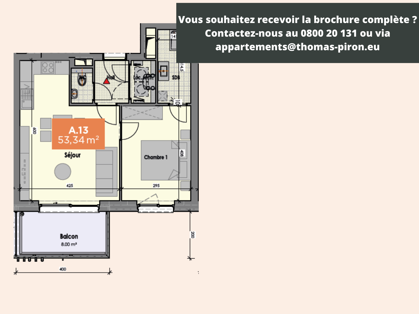 Appartement à vendre à Mons 7000 169000.00€ 1 chambres 53.00m² - annonce 555717
