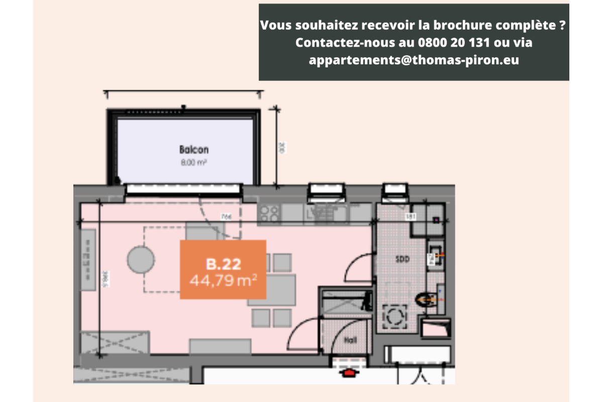 Studio à vendre à Mons 7000 140000.00€  chambres 45.00m² - annonce 602769