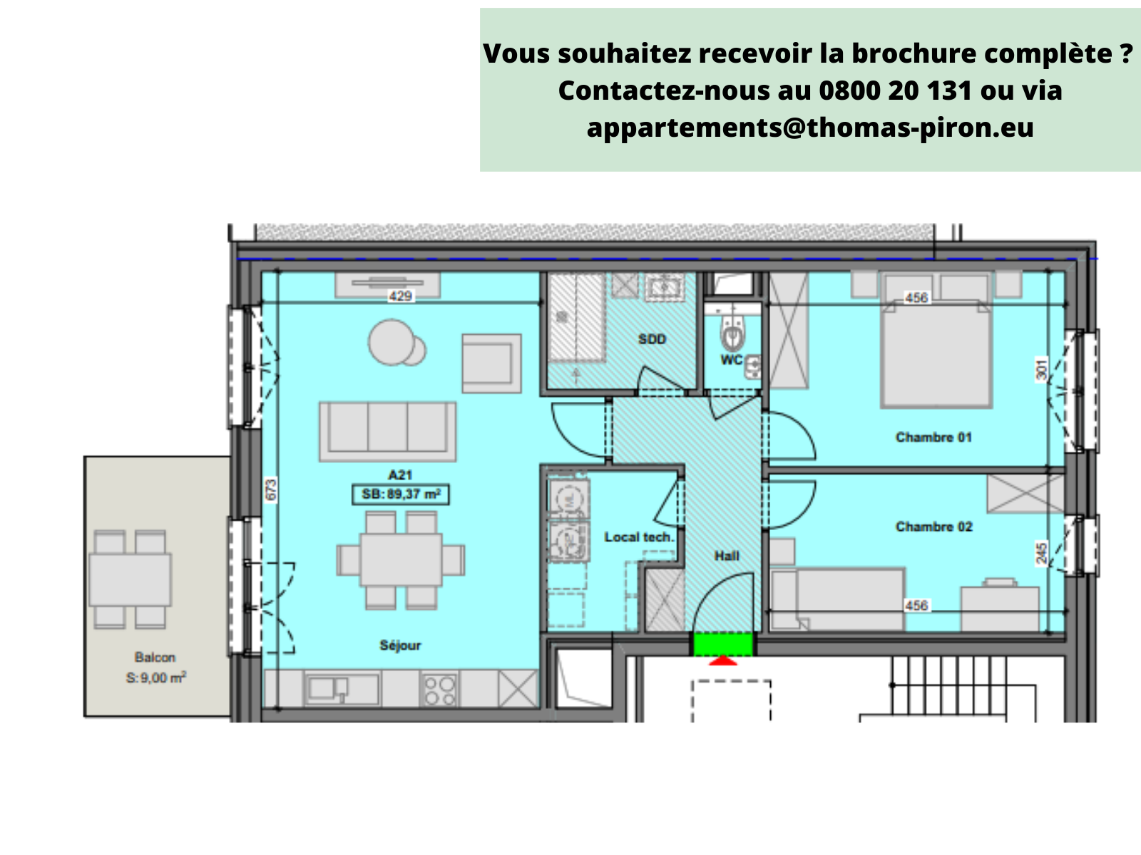Appartement à vendre à Gilly 6060 259000.00€ 2 chambres 89.00m² - annonce 604637