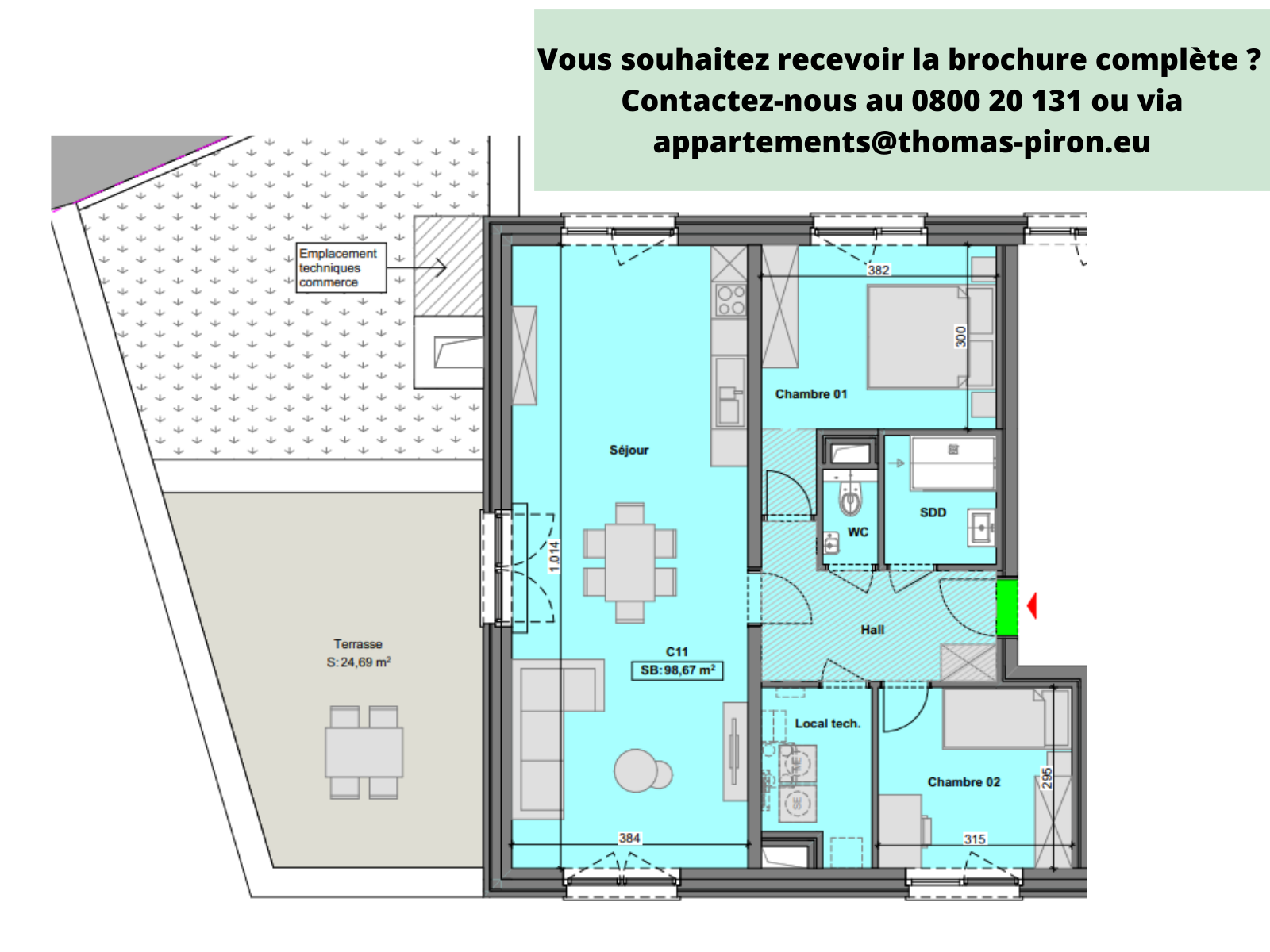 Appartement à vendre à Gilly 6060 284000.00€ 2 chambres 99.00m² - annonce 604664