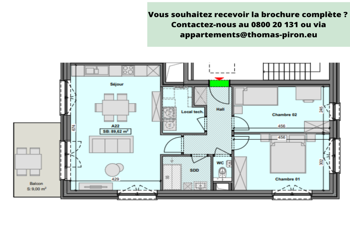 Appartement à vendre à Charleroi 6000 264000.00€ 2 chambres 90.00m² - annonce 607325