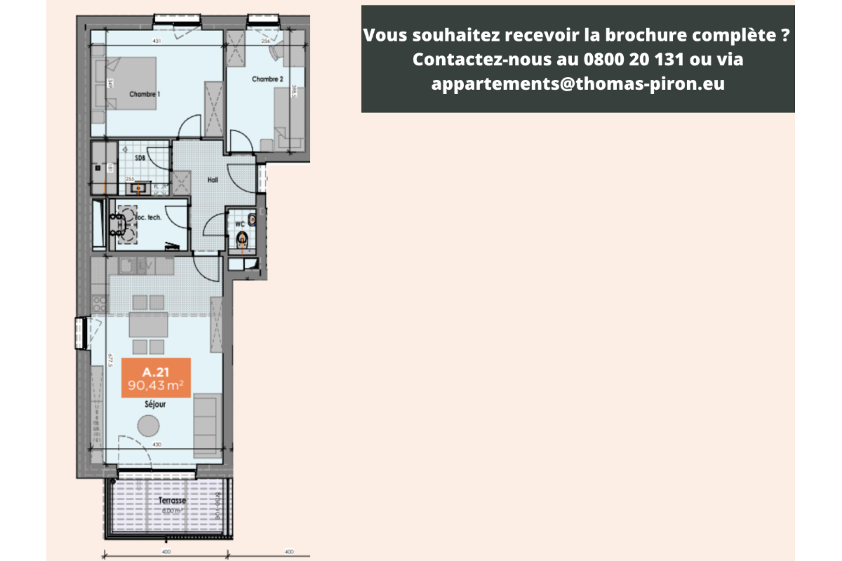 Appartement à vendre à Mons 7000 254645.00€ 2 chambres 90.00m² - annonce 666166