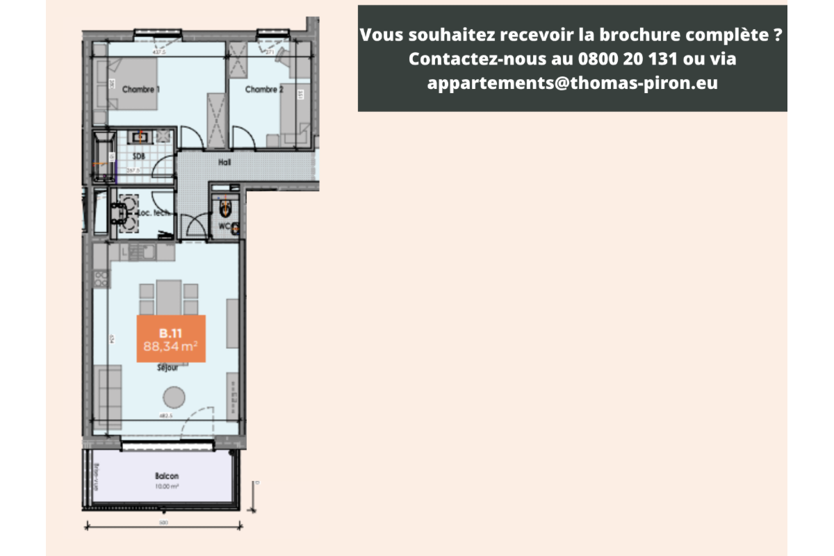 Appartement à vendre à Mons 7000 257000.00€ 2 chambres 88.00m² - annonce 666176