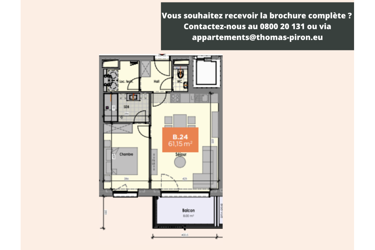 Appartement à vendre à Mons 7000 201000.00€ 1 chambres 61.00m² - annonce 666181