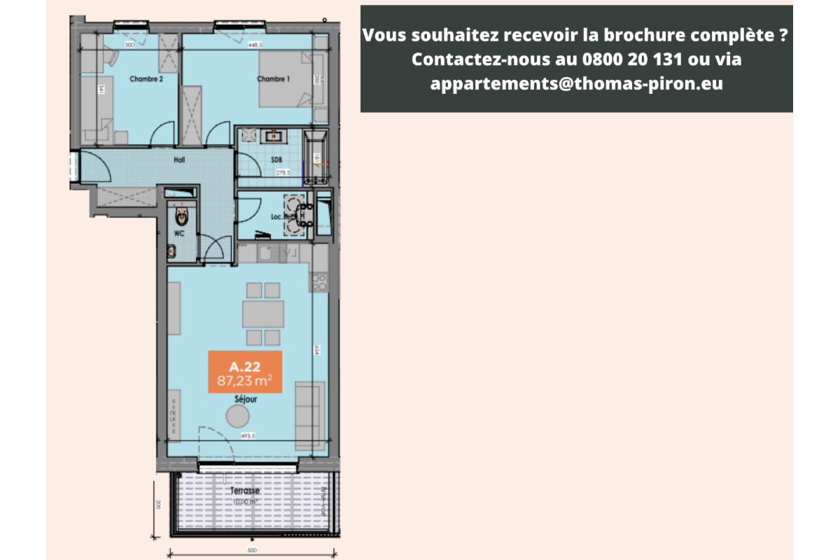 Appartement à vendre à Mons 7000 272000.00€ 2 chambres 87.00m² - annonce 666162