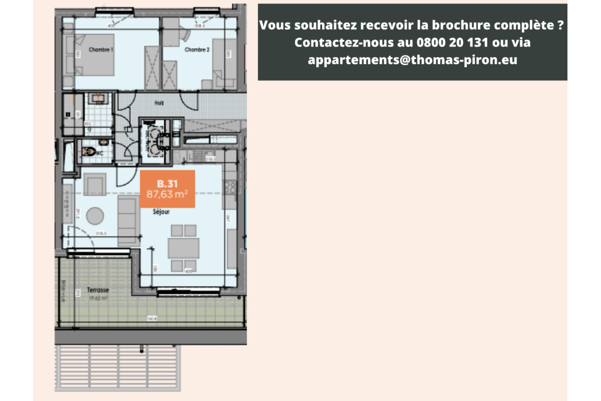 Appartement à vendre à Mons 7000 292000.00€ 2 chambres 88.00m² - annonce 666346