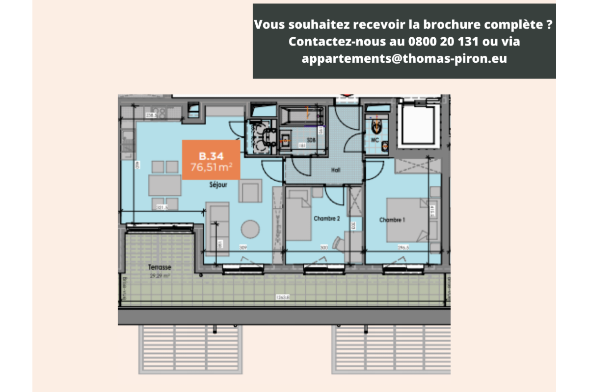 Appartement à vendre à Mons 7000 287000.00€ 2 chambres 77.00m² - annonce 666169