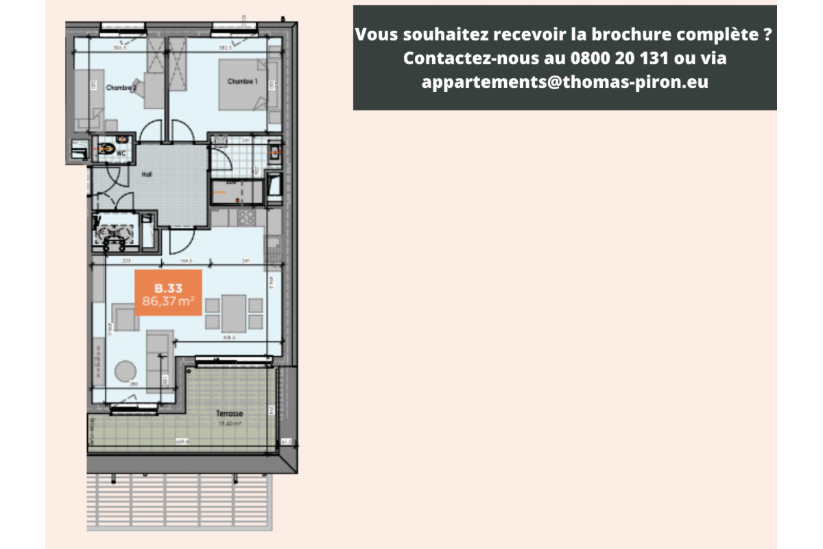 Appartement à vendre à Mons 7000 292000.00€ 2 chambres 86.00m² - annonce 666165