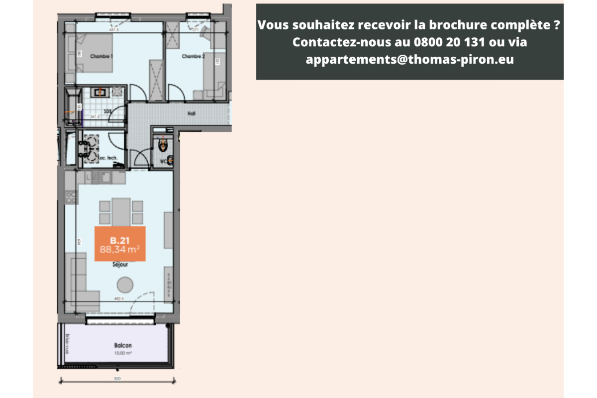 Appartement à vendre à Mons 7000 262000.00€ 2 chambres 88.00m² - annonce 666187