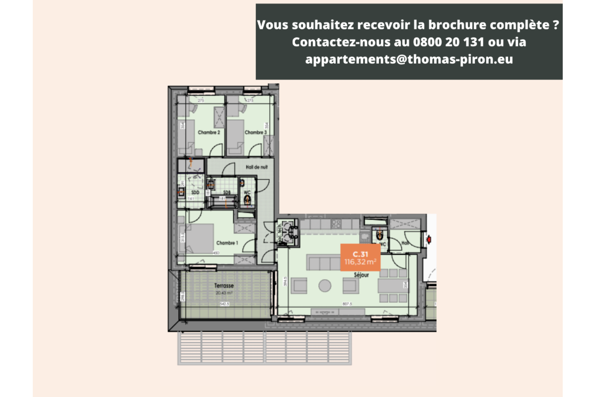 Appartement à vendre à Mons 7000 368000.00€ 3 chambres 116.00m² - annonce 666349