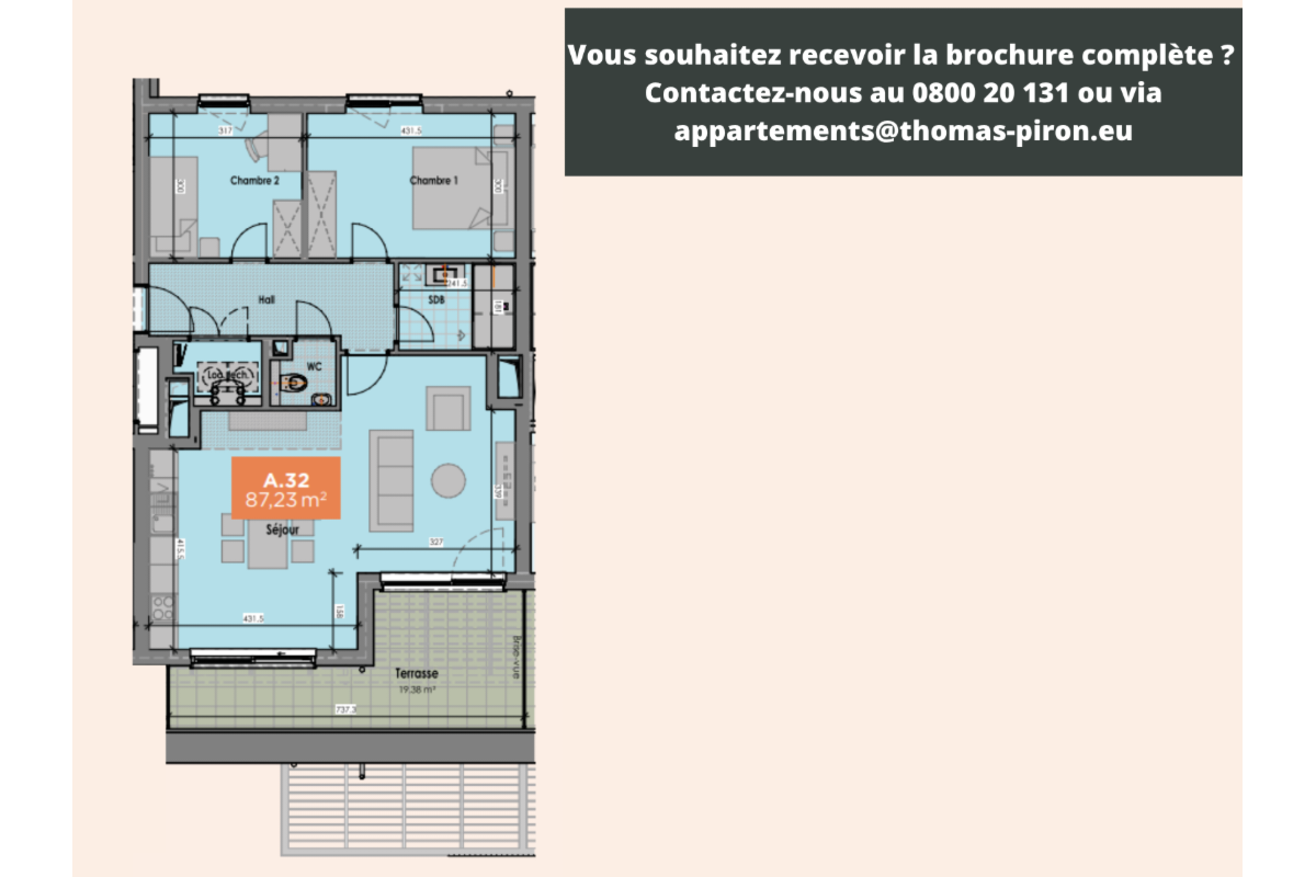 Appartement à vendre à Mons 7000 297000.00€ 2 chambres 87.00m² - annonce 666163