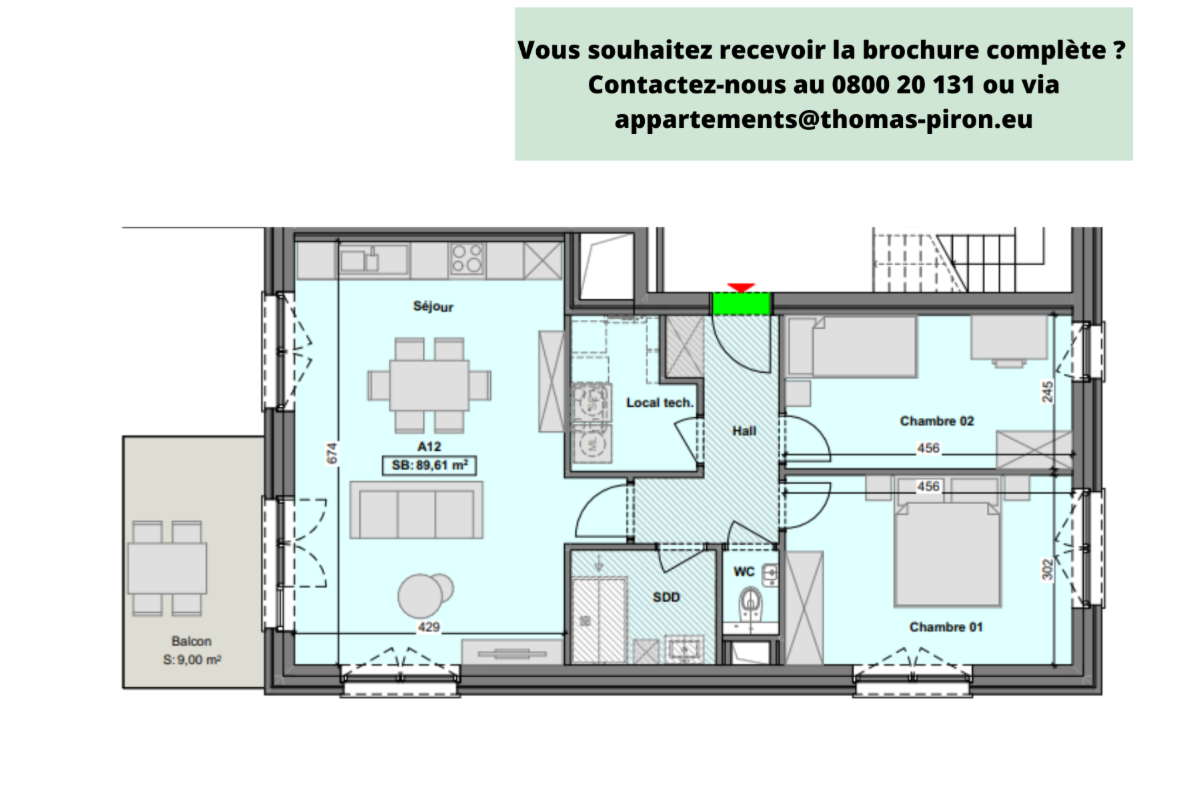 Appartement à vendre à Charleroi 6000 262000.00€ 2 chambres 90.00m² - annonce 671231