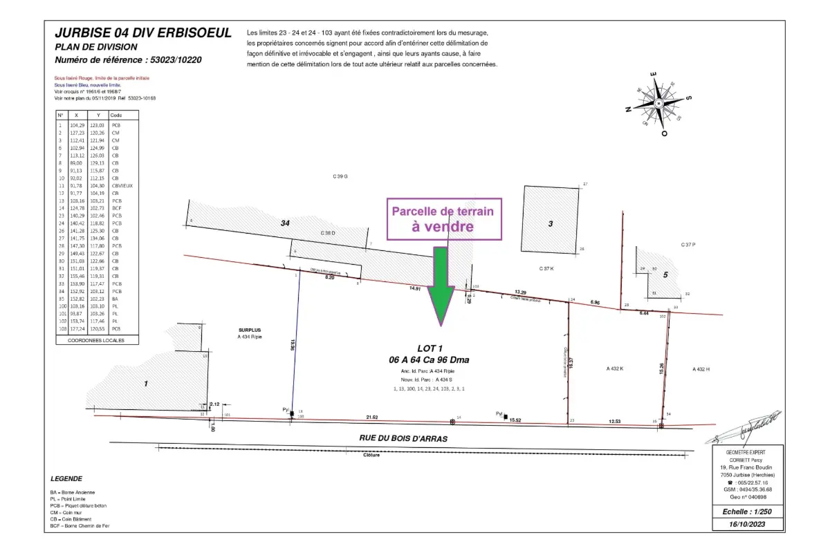 Terrain à  à Erbisoeul 7050 100000.00€  chambres m² - annonce 722676